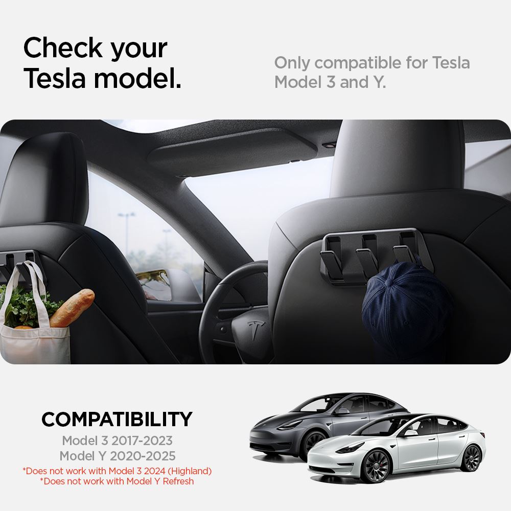 Spigen Tesla Car Seat Hook Holder, black - Tesla Model Y/3 (22)