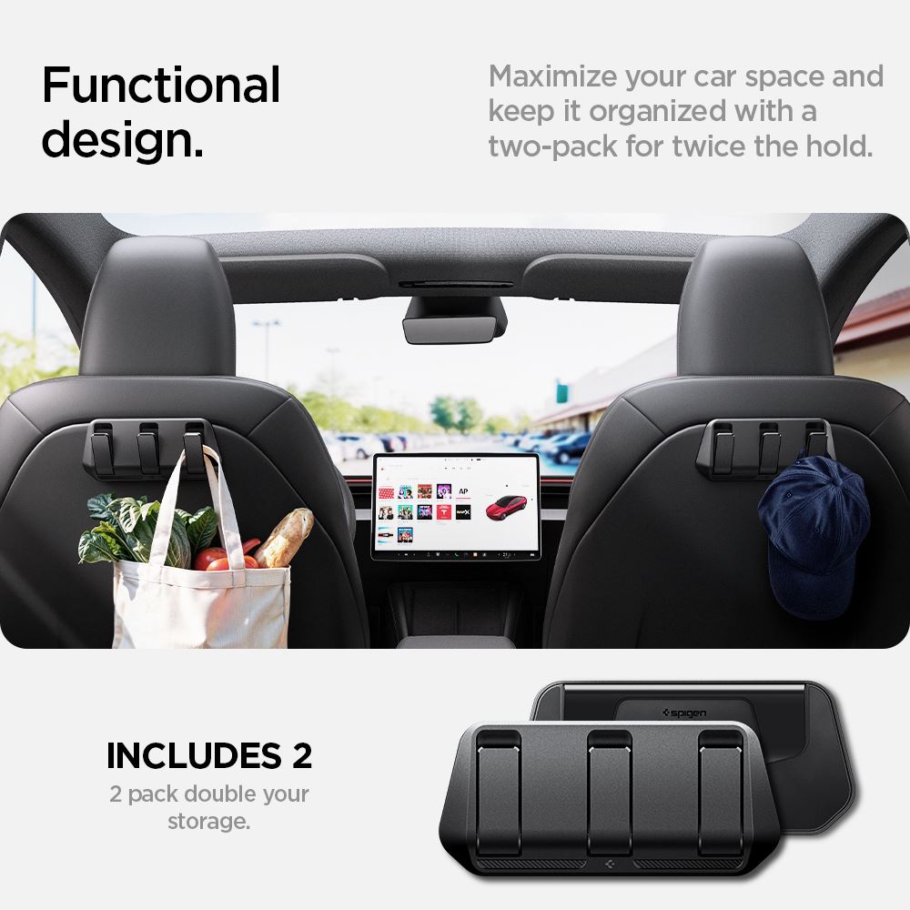 Spigen Tesla Car Seat Hook Holder, black - Tesla Model Y/3 (25)