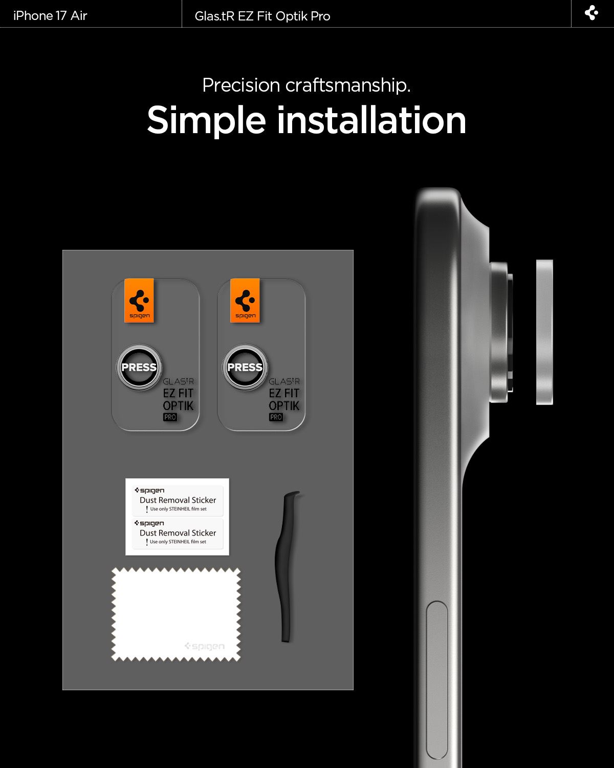 Spigen Glass tR EZ Fit Optik Pro 2 Pack, silver - iPhone Air (10)