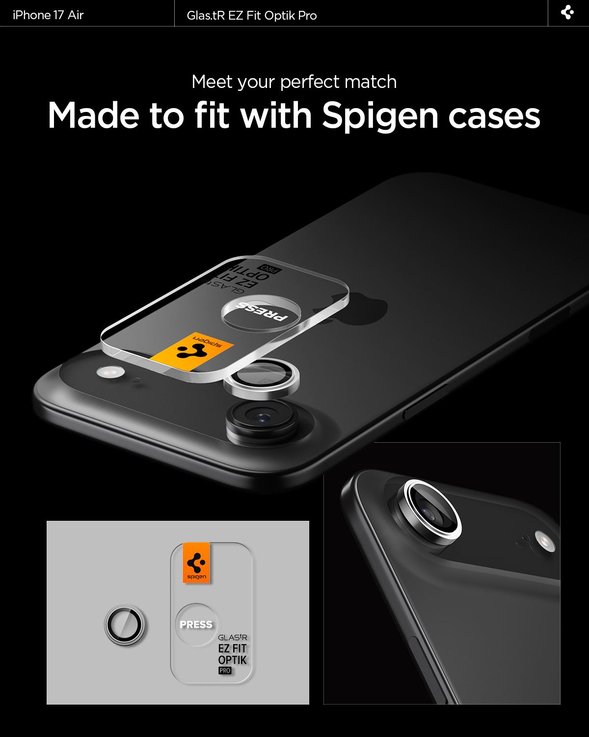 Spigen Glass tR EZ Fit Optik Pro 2 Pack, silver - iPhone Air (11)