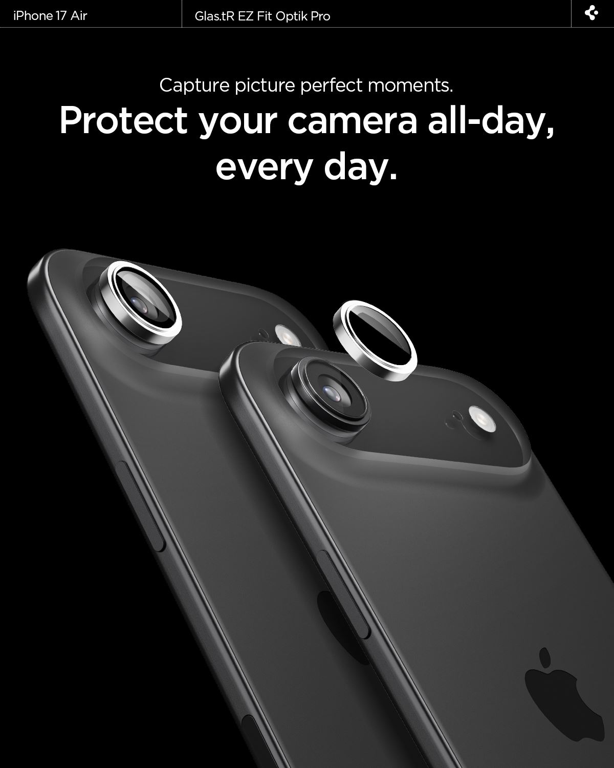 Spigen Glass tR EZ Fit Optik Pro 2 Pack, silver - iPhone Air (7)