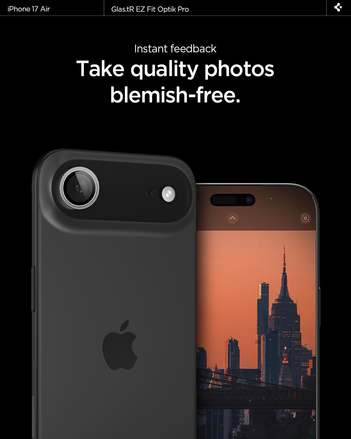 Spigen Glass tR EZ Fit Optik Pro 2 Pack, silver - iPhone Air (8)