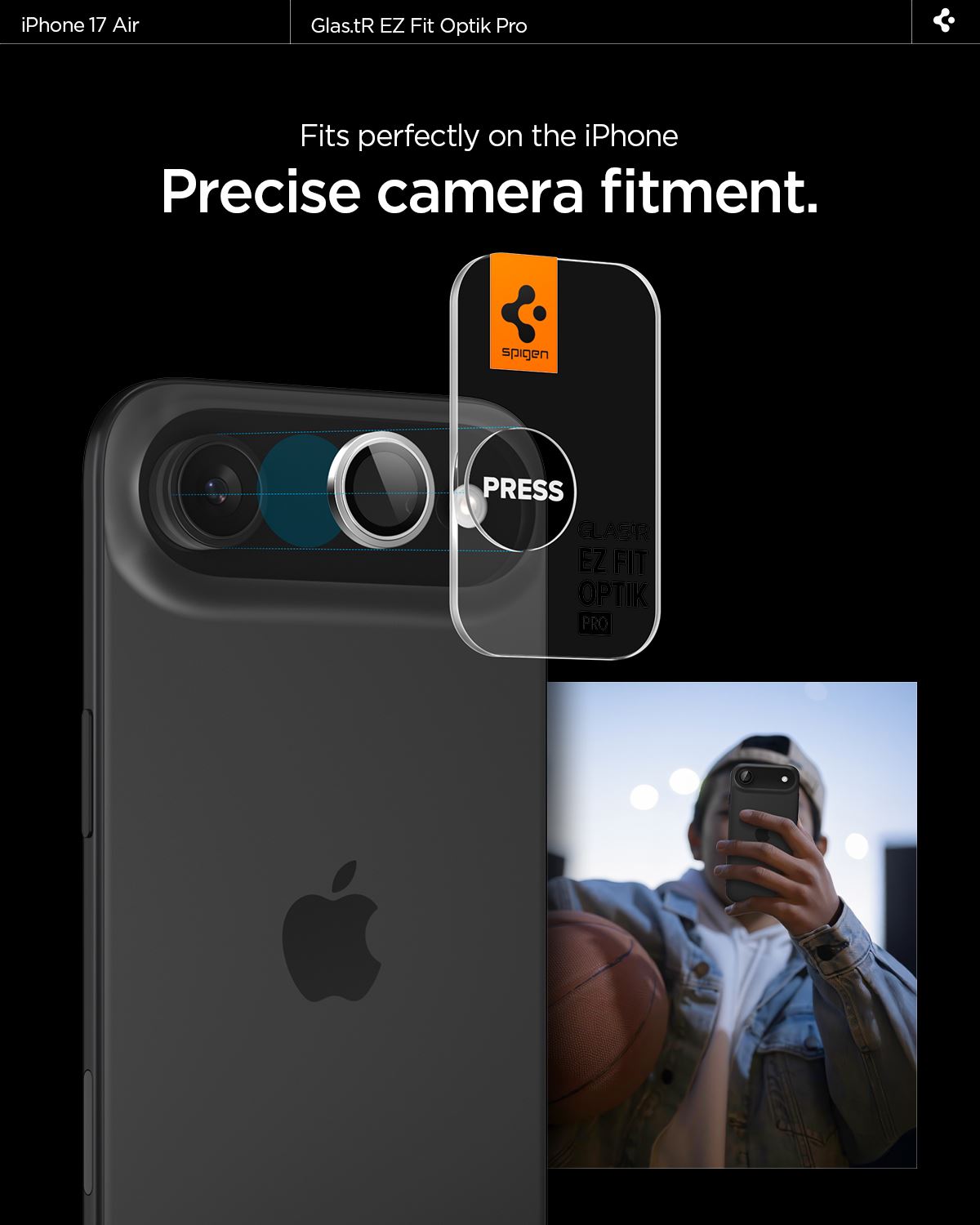 Spigen Glass tR EZ Fit Optik Pro 2 Pack, silver - iPhone Air (9)