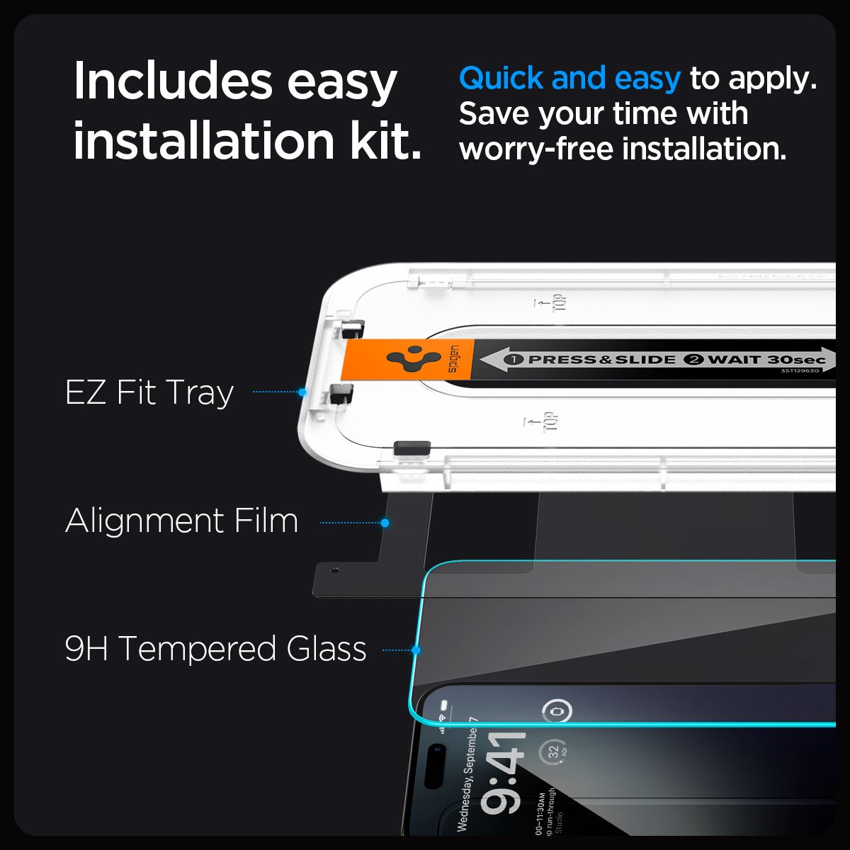 Spigen Glass tR EZ Fit 2 Pack, transparency - iPhone 15 Pro Max (12)