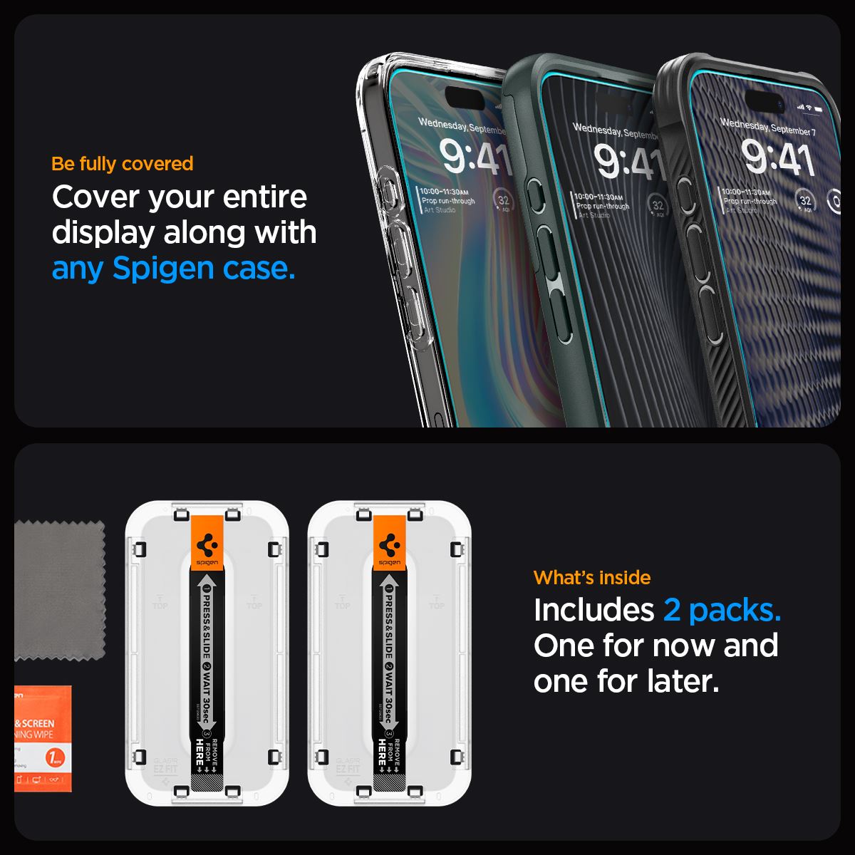 Spigen Glass tR EZ Fit 2 Pack, transparency - iPhone 15 Pro Max (14)