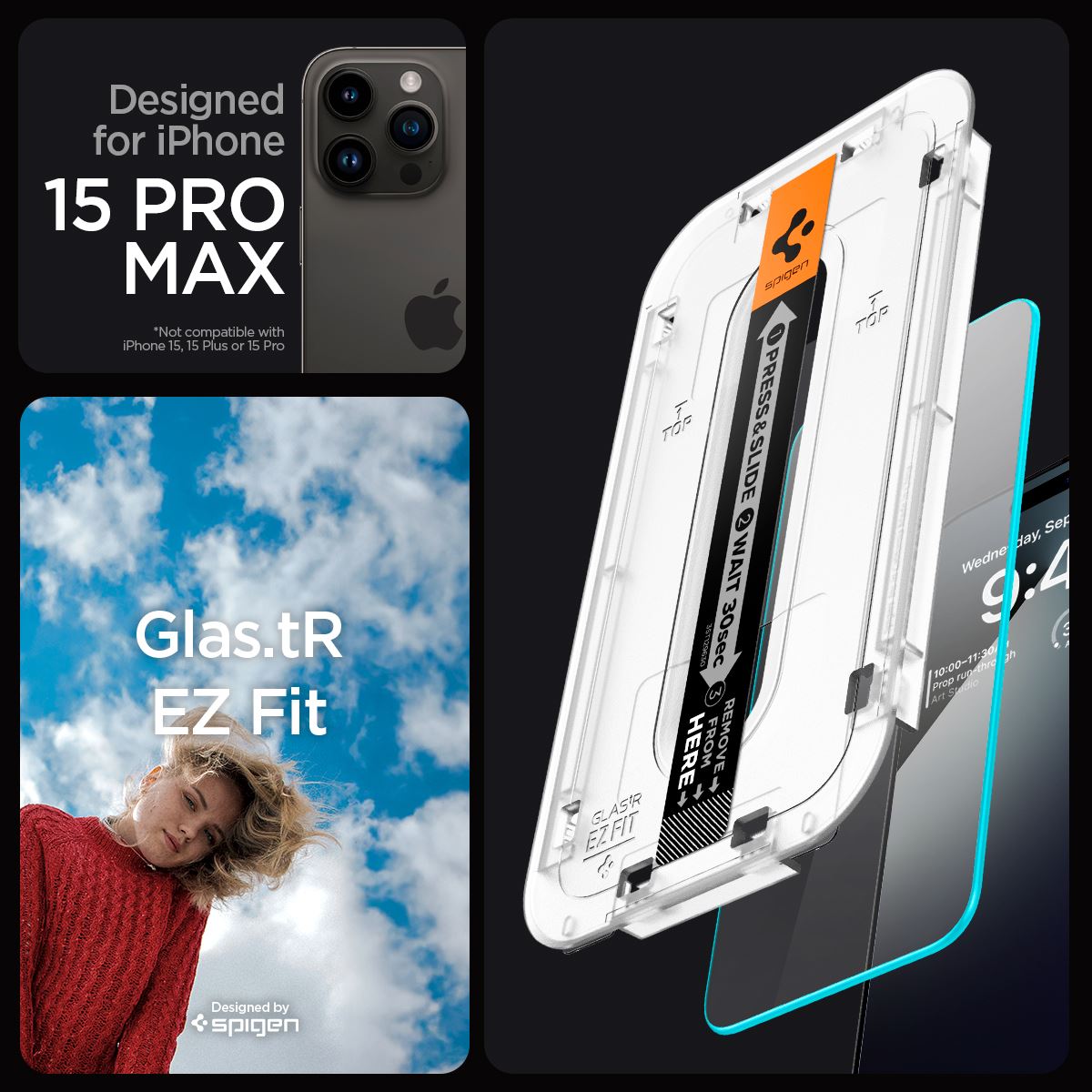 Spigen Glass tR EZ Fit 2 Pack, transparency - iPhone 15 Pro Max (9)