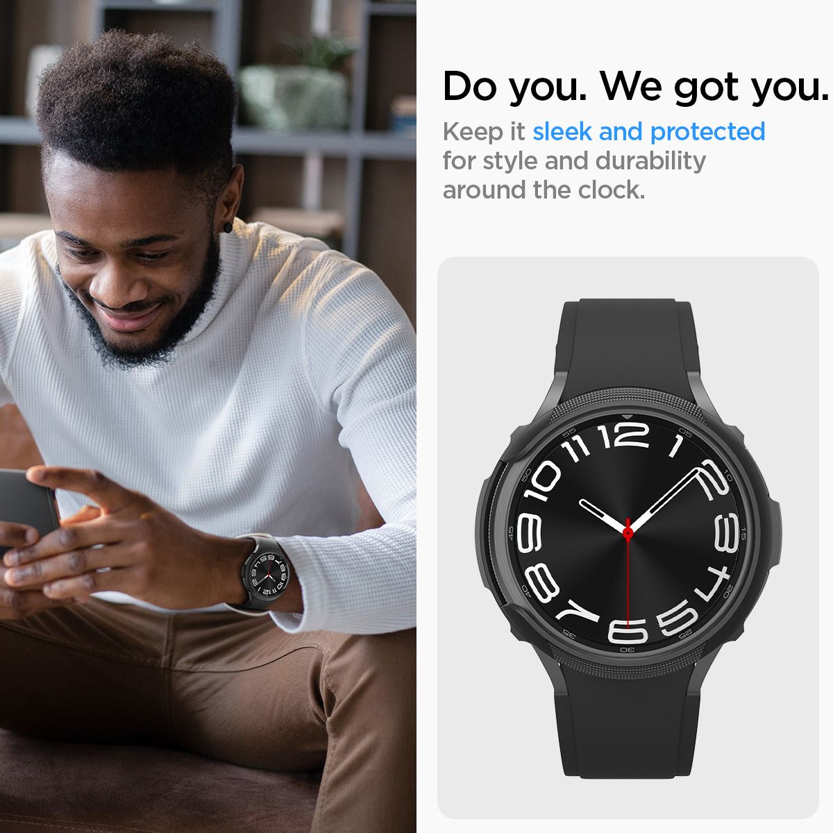 Spigen Liquid Air, matte black - Samsung Galaxy Watch6 Classic 43mm (14)