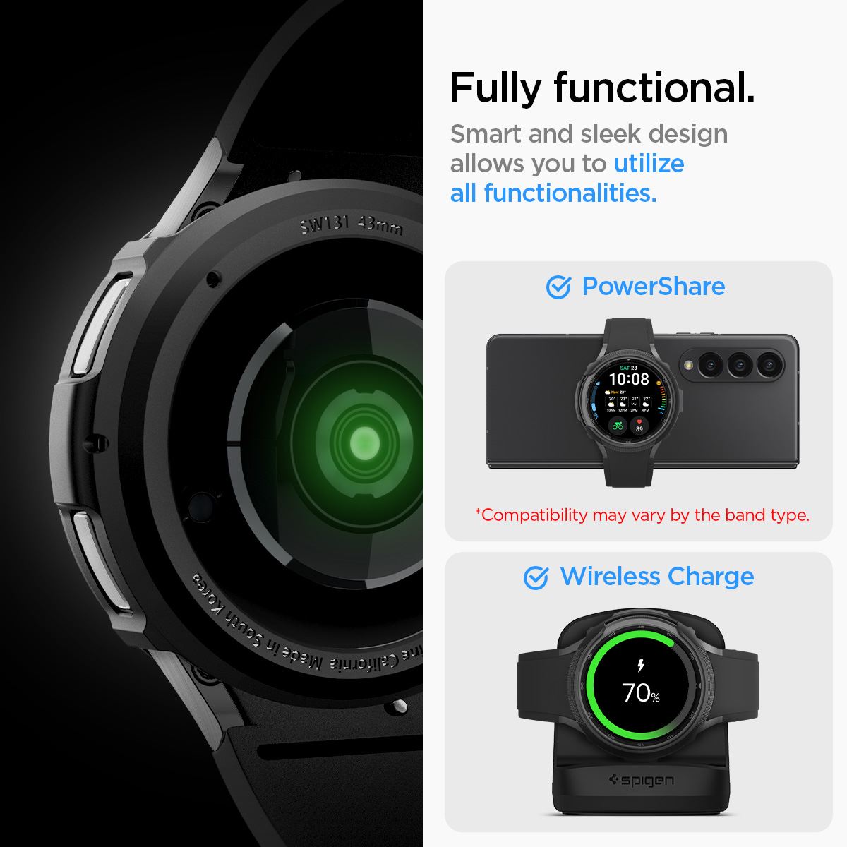 Spigen Liquid Air, matte black - Samsung Galaxy Watch6 Classic 43mm (17)