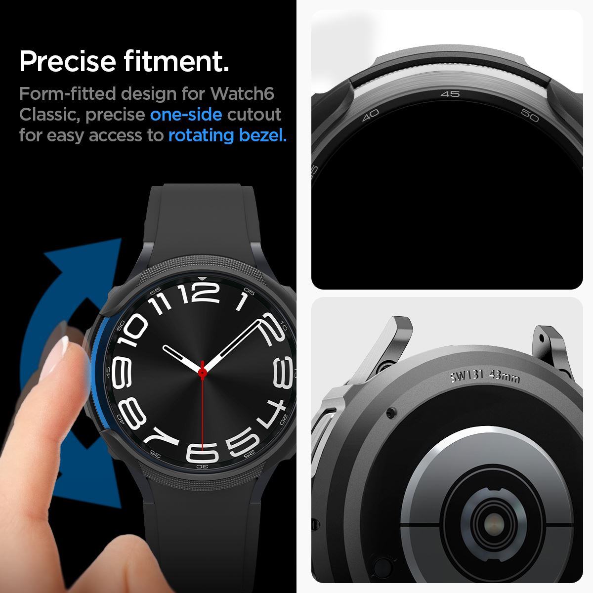 Spigen Liquid Air, matte black - Samsung Galaxy Watch6 Classic 43mm (19)
