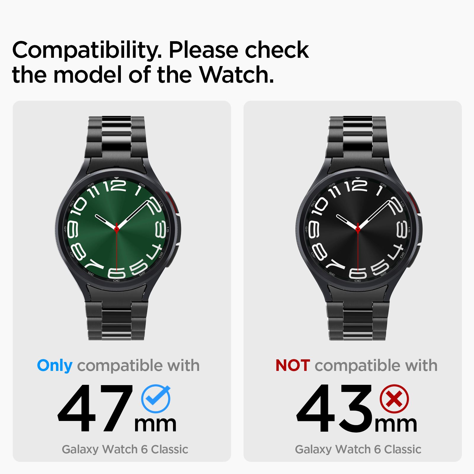 Spigen Modern Fit 316L Band, black - Samsung Galaxy Watch6 Classic 47mm (2)