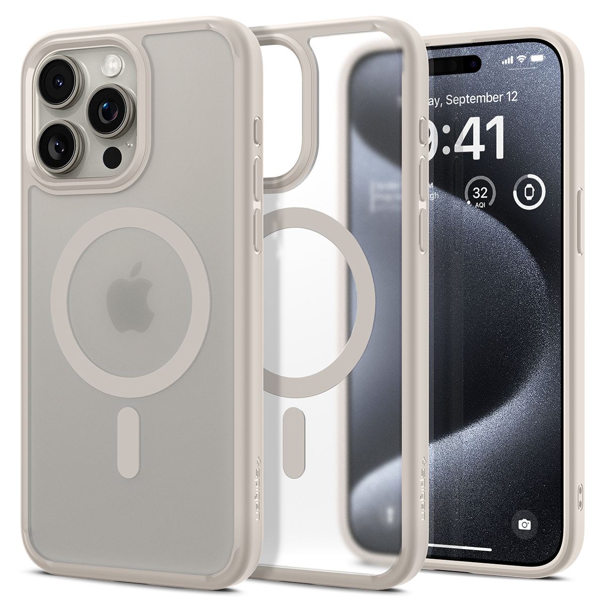 Spigen Ultra Hybrid MagSafe, frost natural titanium - iPhone 15 Pro