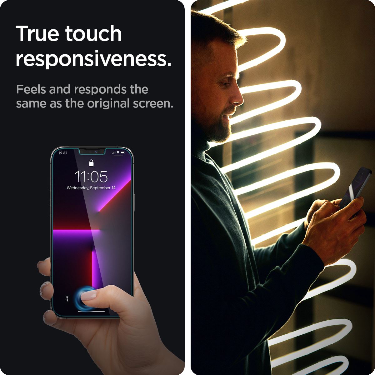 Spigen Glass tR EZ Fit 2 Pack, privacy sensor open - iPhone 14 Plus/13 Pro Max (12)