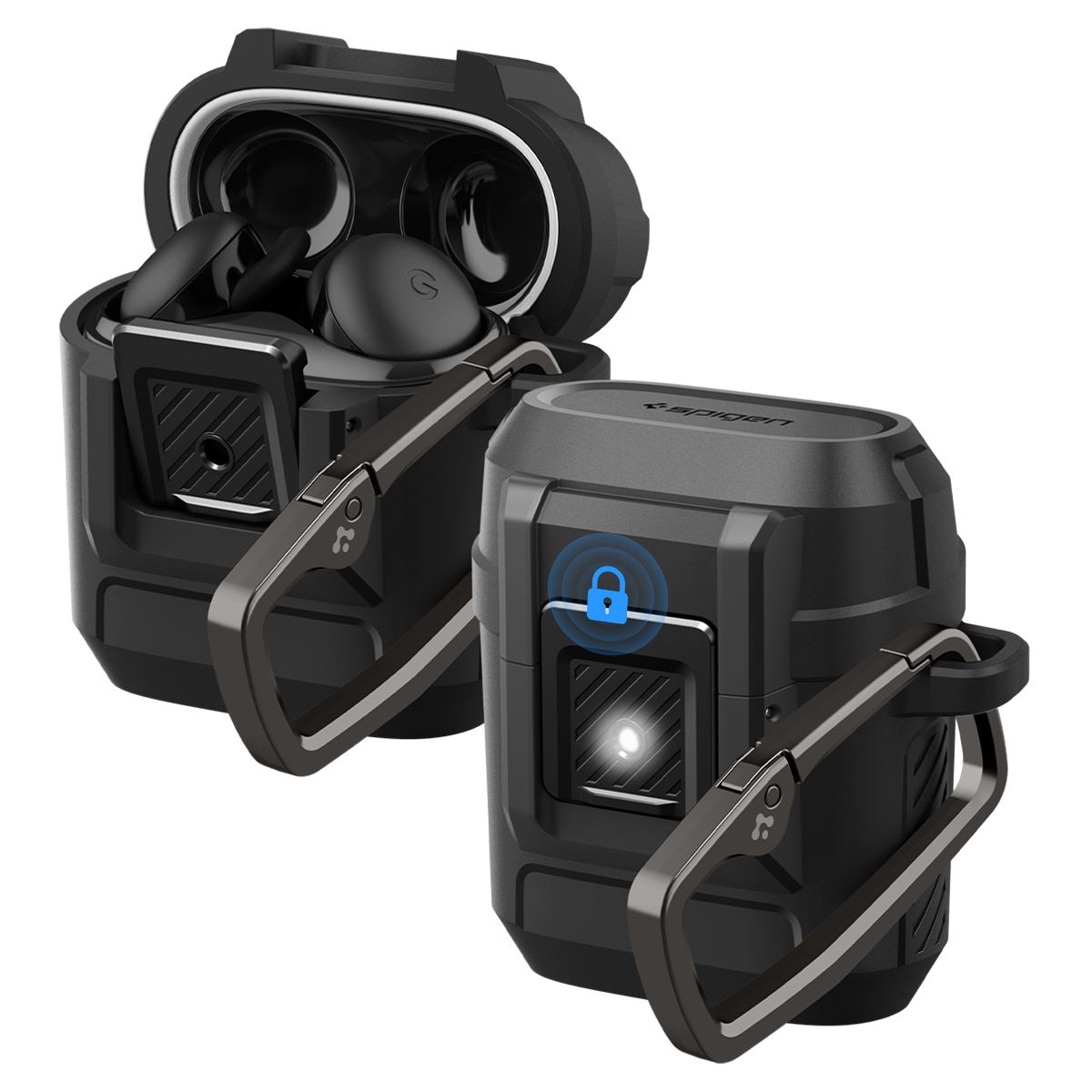 Spigen Lock Fit, matte black - Google Pixel Buds 2a (1)