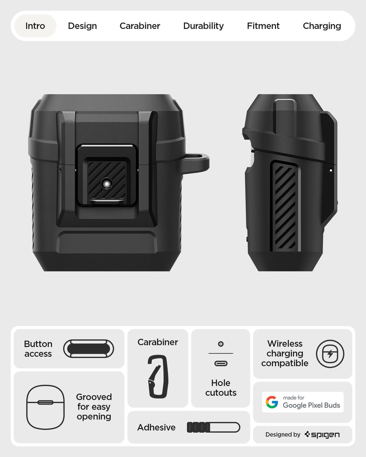 Spigen Lock Fit, matte black - Google Pixel Buds 2a (14)
