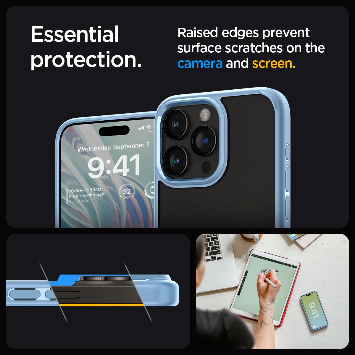Spigen Crystal Hybrid, sierra blue - iPhone 15 Pro Max (13)