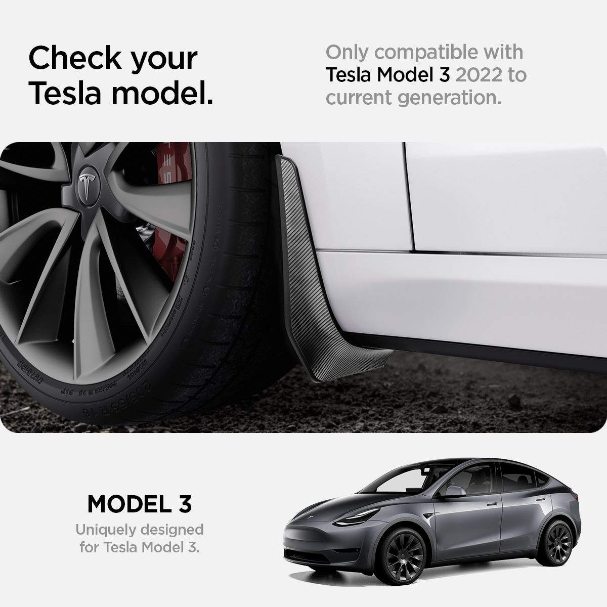 Spigen Tesla Mud Flaps, black - Tesla Model 3 (10)