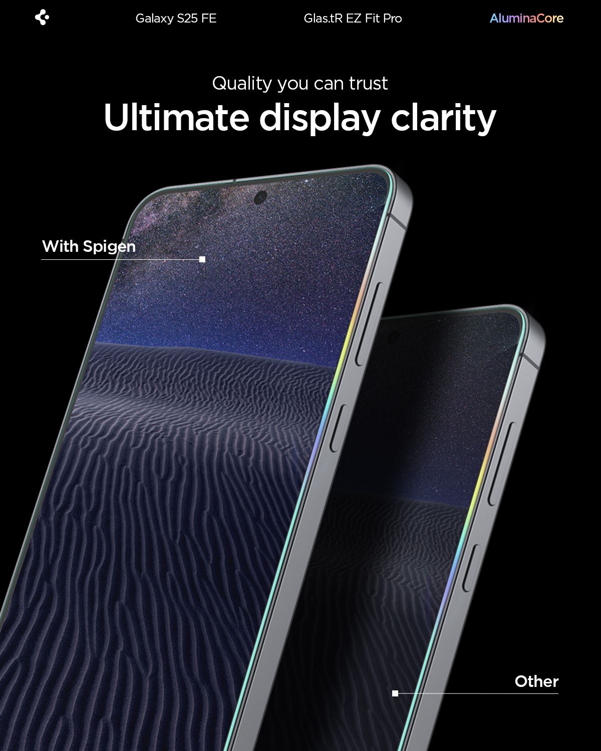 Spigen Glass tR EZ Fit Pro 2 Pack, transparency - Samsung Galaxy S25 FE (13)