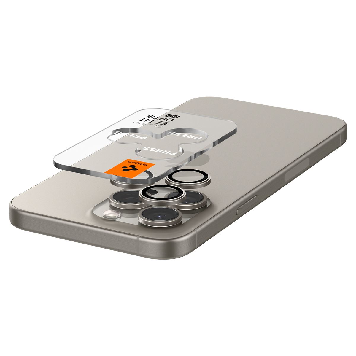 Spigen Glass tR EZ Fit Optik Pro 2 Pack, nature tita - iPhone 16/15 Pro/ 16/15 Pro Max (6)