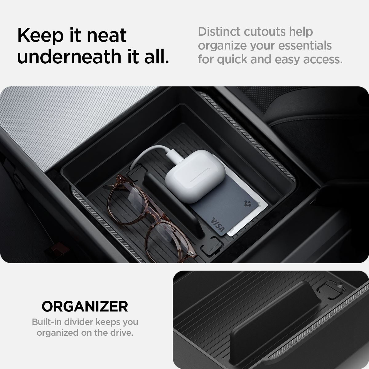 Spigen Tesla Armrest Console Organizer, black - Tesla Model 3 2024 (7)