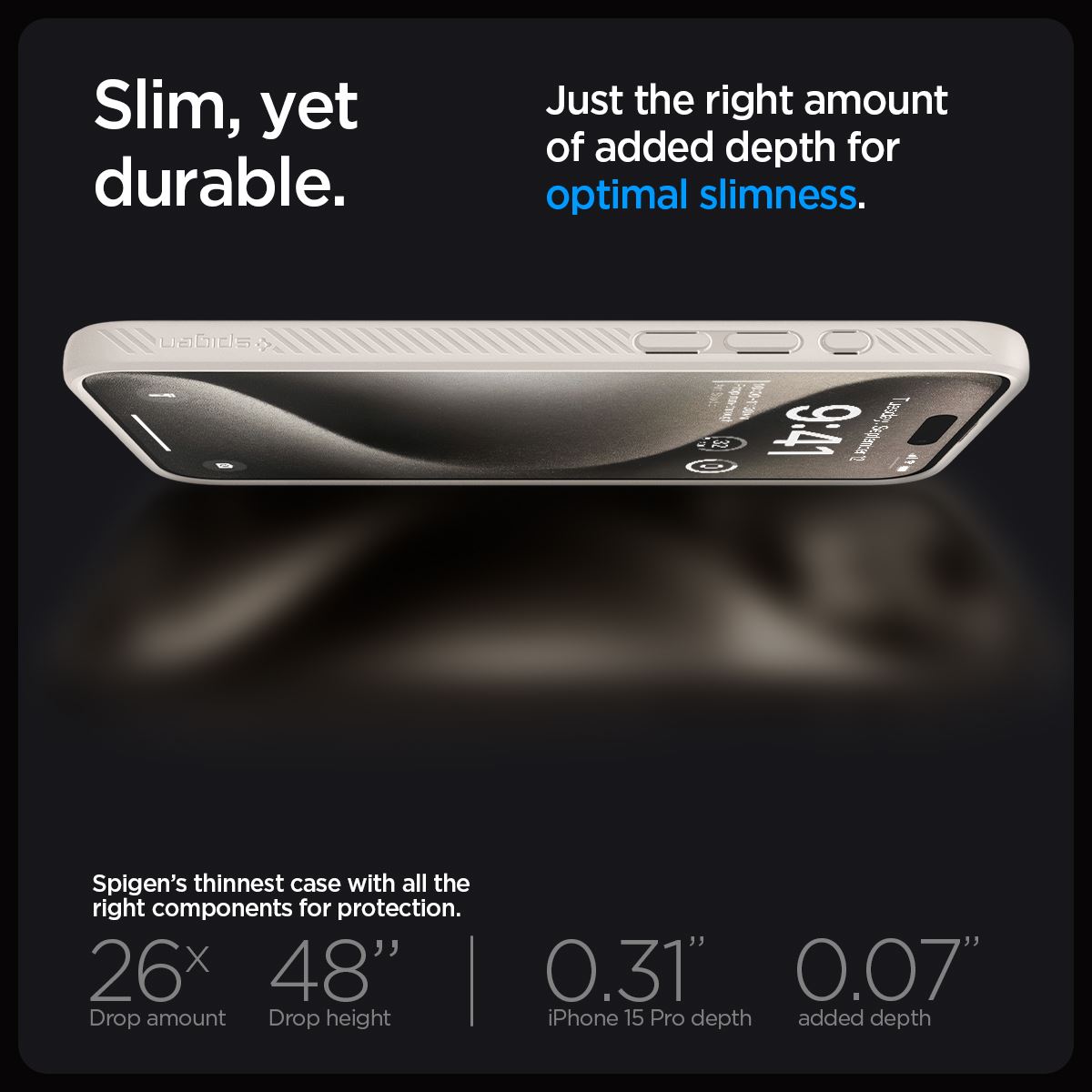 Spigen Liquid Air, natural titanium - iPhone 15 Pro (4)