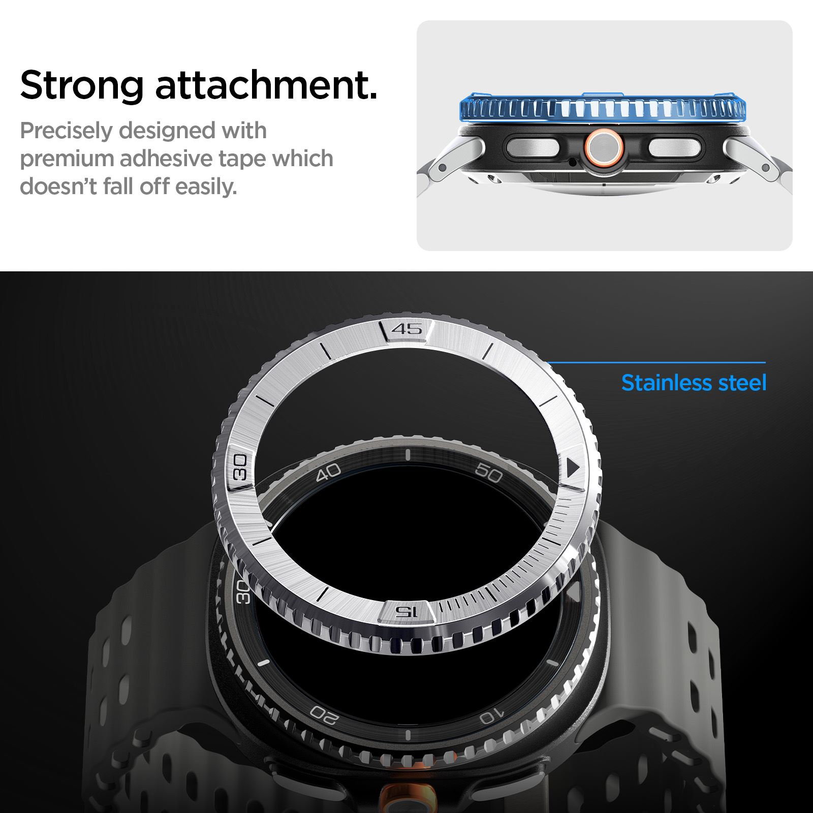 Spigen Bezel Tune (Pilot), silver - Samsung Galaxy Watch 8 Classic 46mm (15)