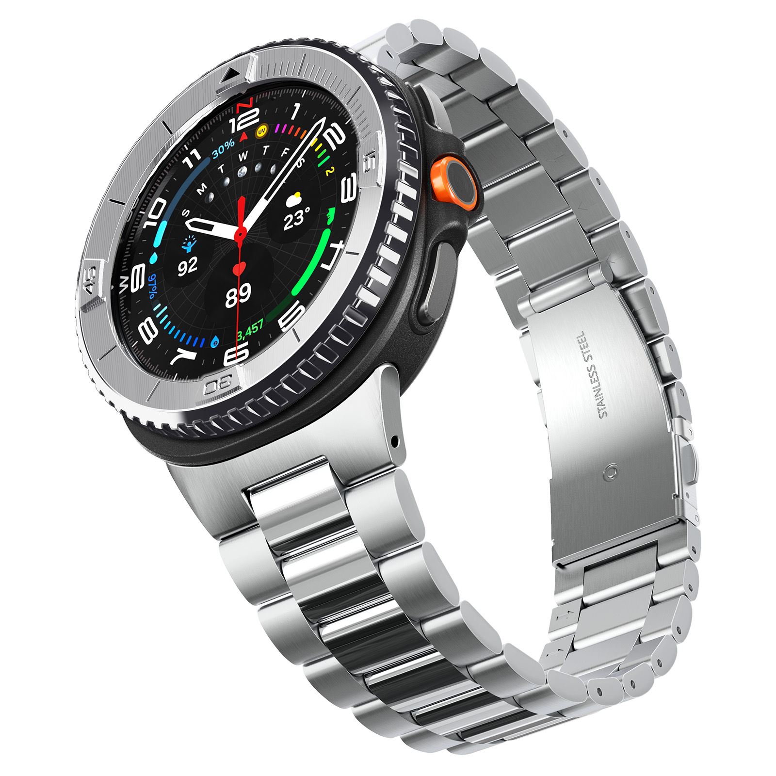 Spigen Bezel Tune (Pilot), silver - Samsung Galaxy Watch 8 Classic 46mm (5)