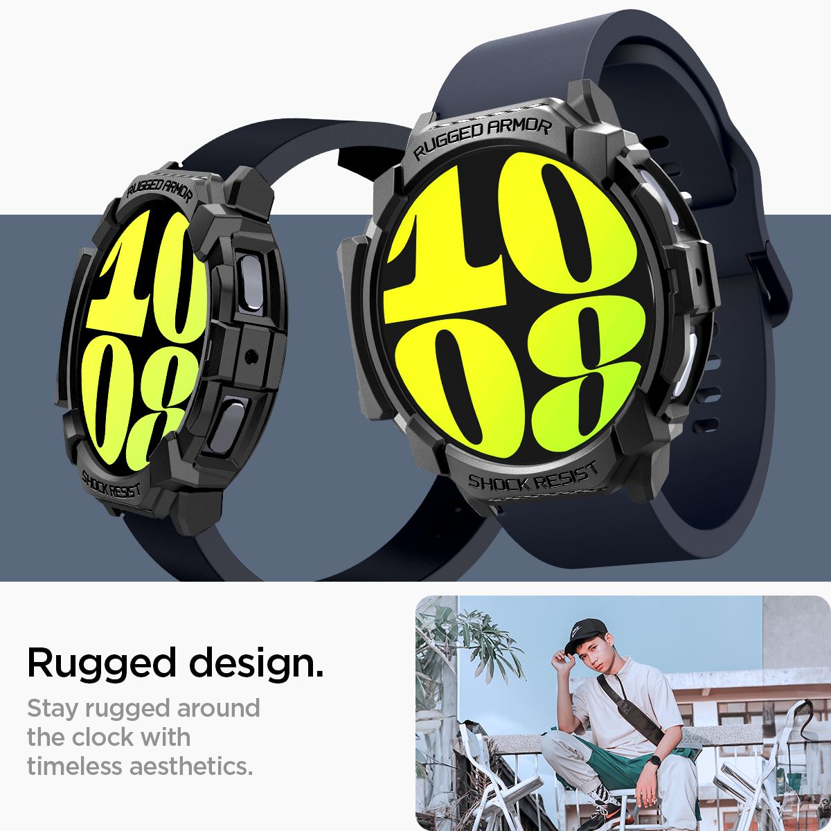 Spigen Rugged Armor, matte black - Samsung Galaxy Watch7 (44mm) (14)
