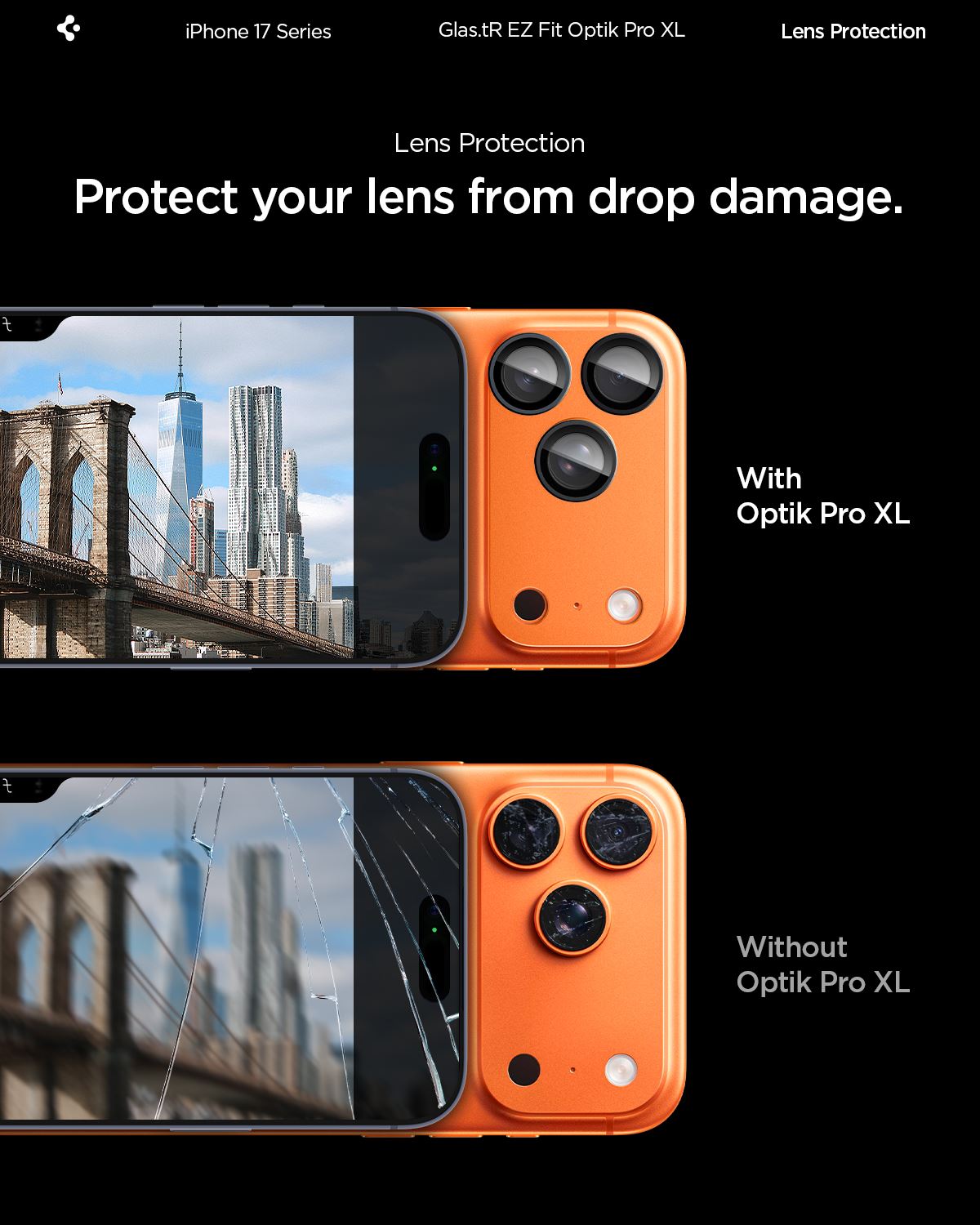 Spigen Glass tR EZ Fit Optik Pro XL 1 Pack, orange - iPhone 17 Pro Max (14)