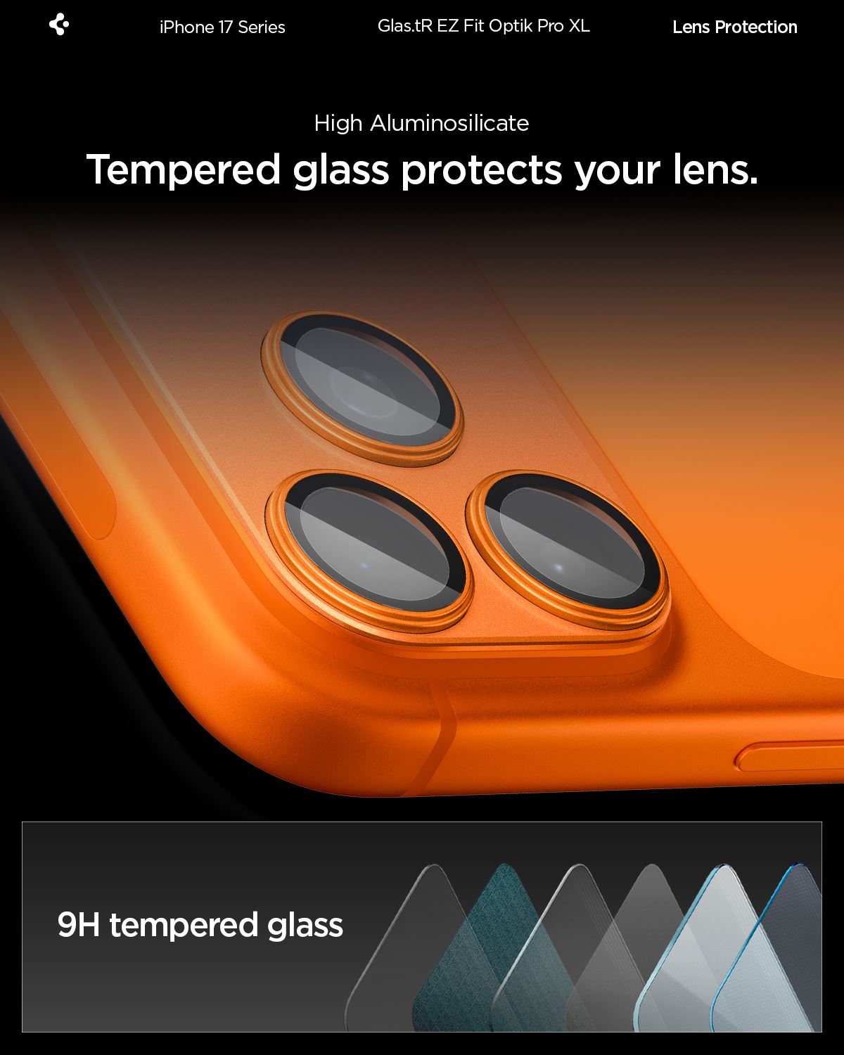Spigen Glass tR EZ Fit Optik Pro XL 1 Pack, orange - iPhone 17 Pro Max (15)