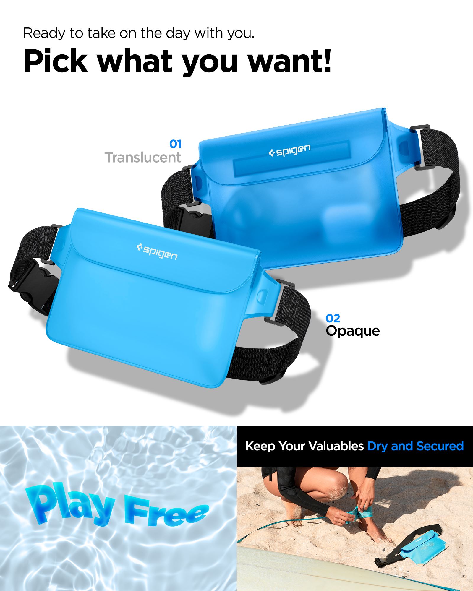 Spigen Aqua Shield WaterProof Waist Bag A620 2 Pack, sea blue (3)