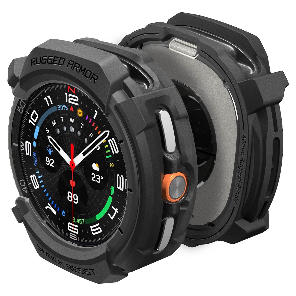Spigen Rugged Armor, matte black - Samsung Galaxy Watch 8 Classic (46mm) (6)