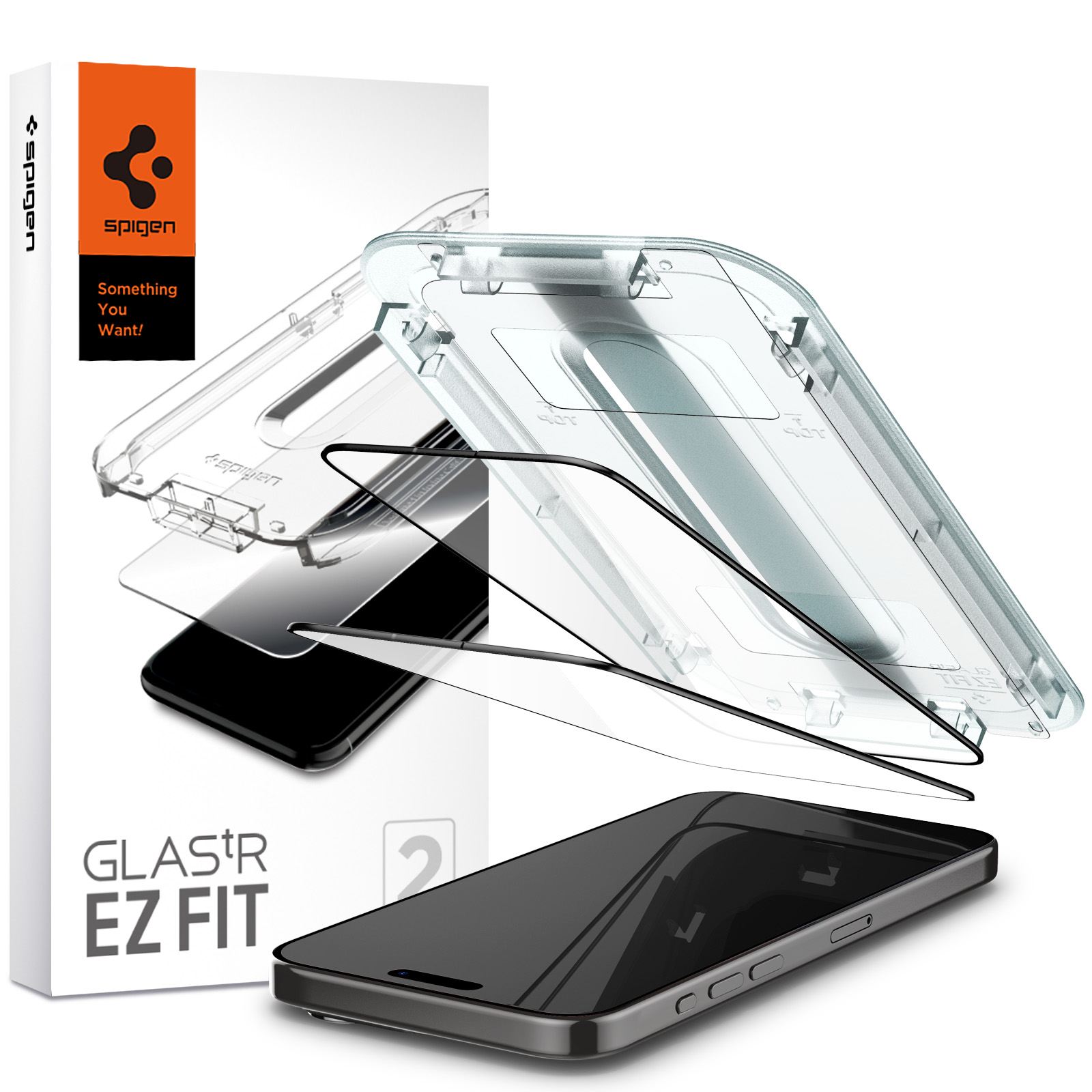 Spigen Glass tR EZ Fit 2 Pack, FC Black - iPhone 15 Pro (1)
