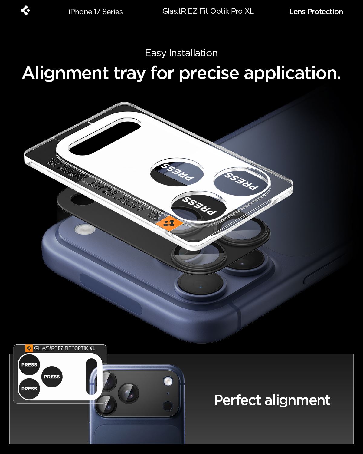 Spigen Glass tR EZ Fit Optik Pro XL 1 Pack, black - iPhone 17 Pro Max (13)