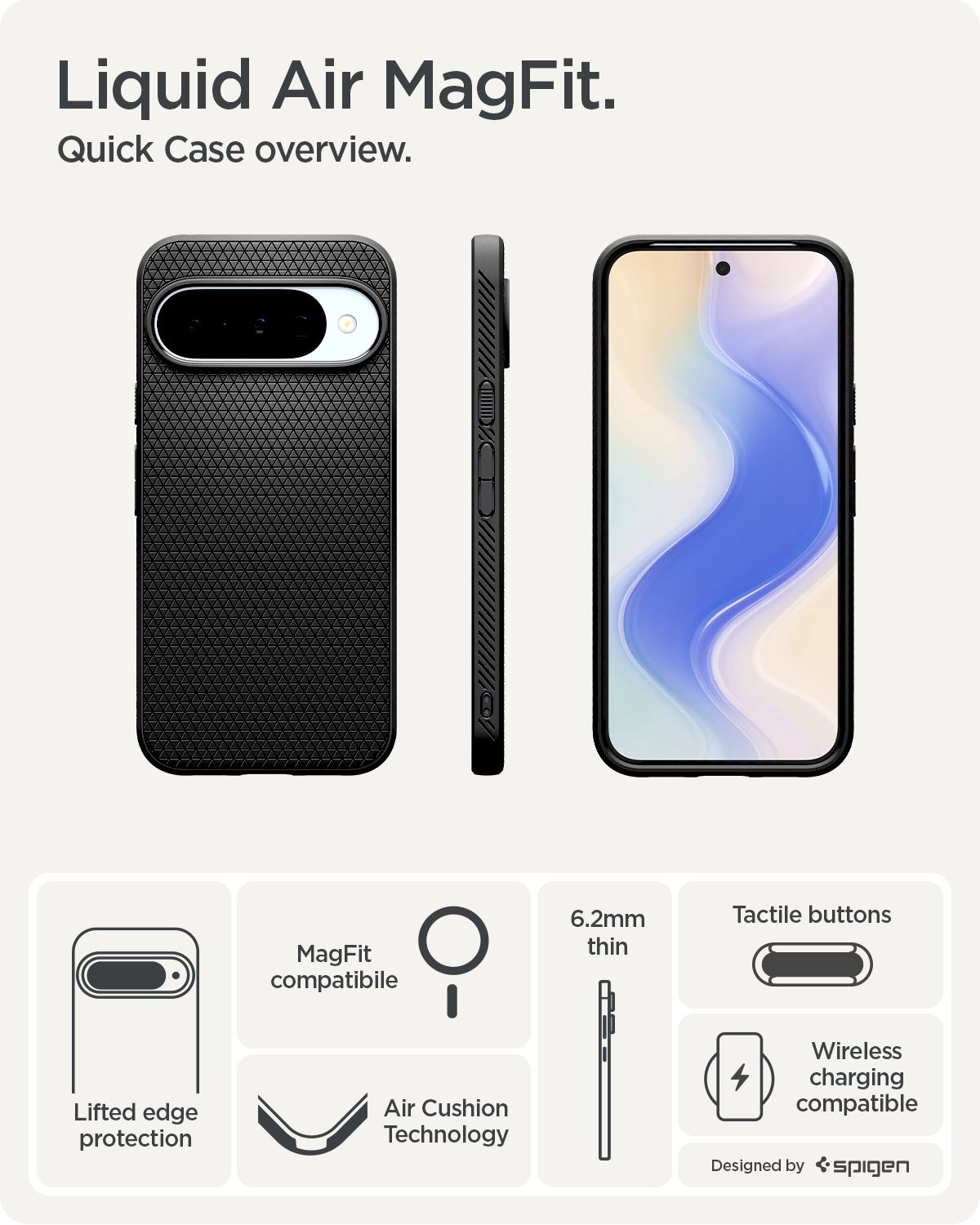 Spigen Liquid Air MagSafe, matte black - Google Pixel 10 Pro/Pixel 10 (11)