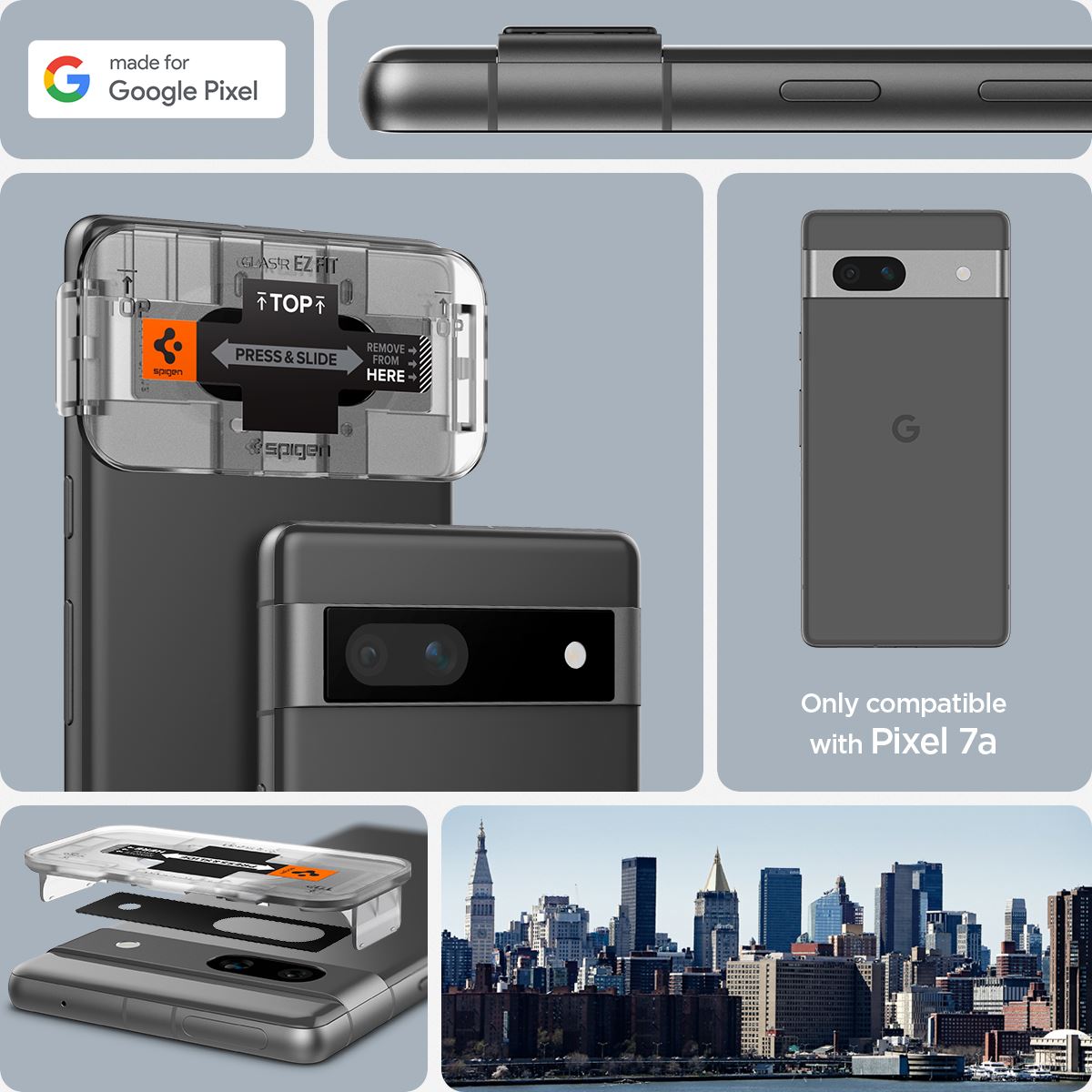 Spigen Glass EZ Fit Optik 2 Pack, black - Google Pixel 7a (12)