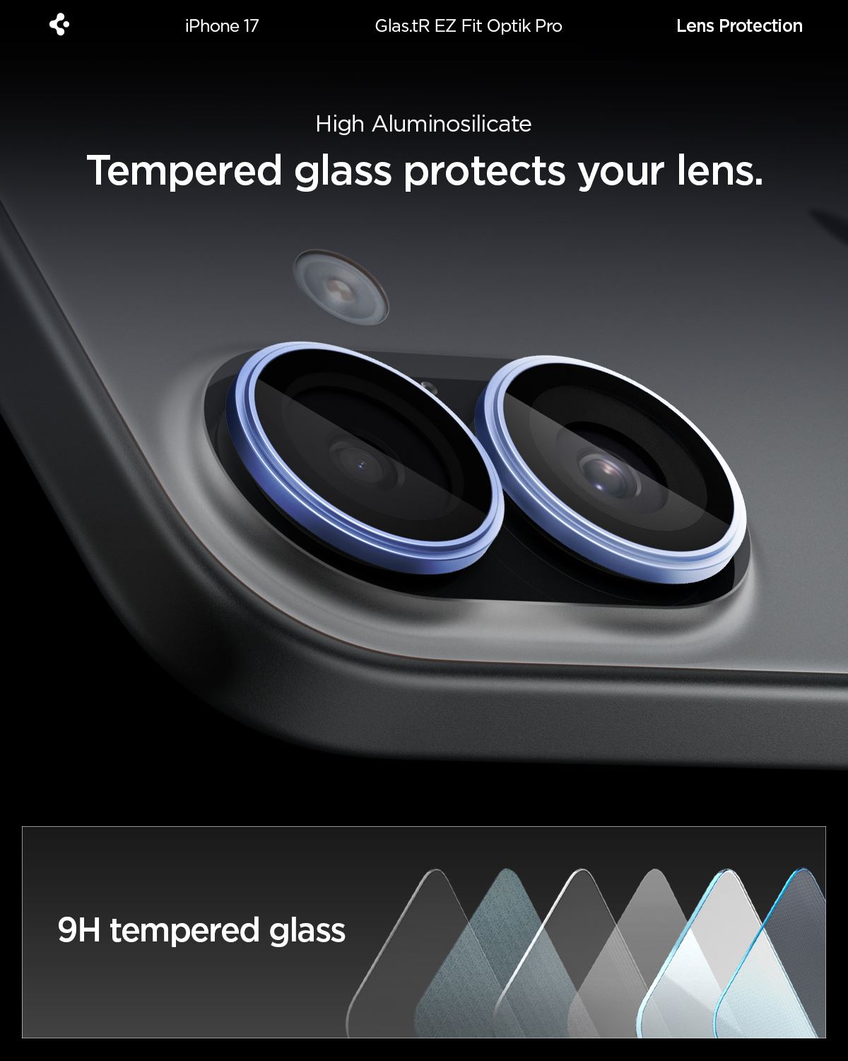 Spigen Glass tR EZ Fit Optik Pro 2 Pack, blue - iPhone 17 (11)