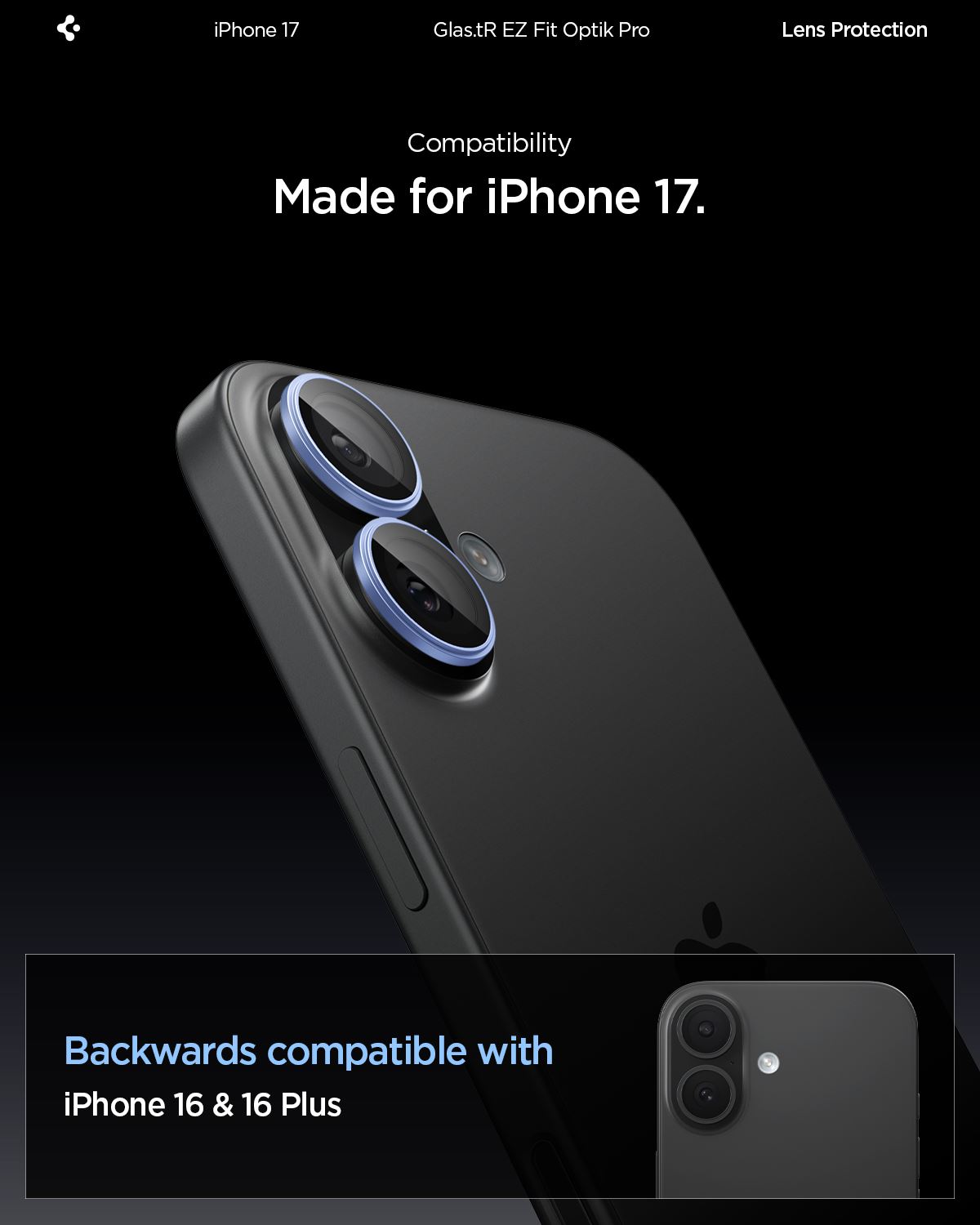 Spigen Glass tR EZ Fit Optik Pro 2 Pack, blue - iPhone 17 (7)