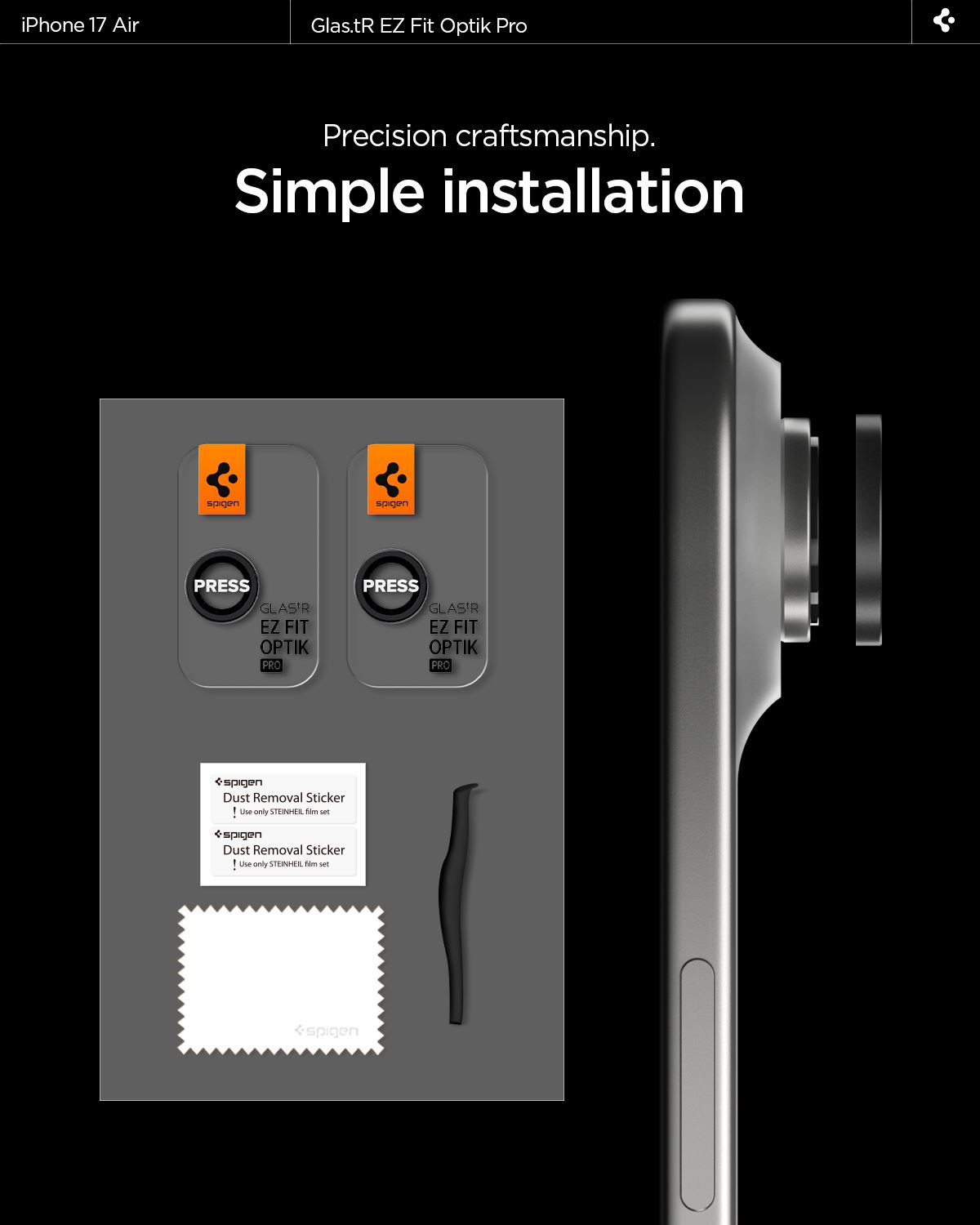 Spigen Glass tR EZ Fit Optik Pro 2 Pack, black - iPhone Air (11)