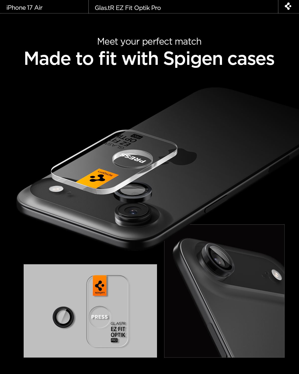 Spigen Glass tR EZ Fit Optik Pro 2 Pack, black - iPhone Air (12)