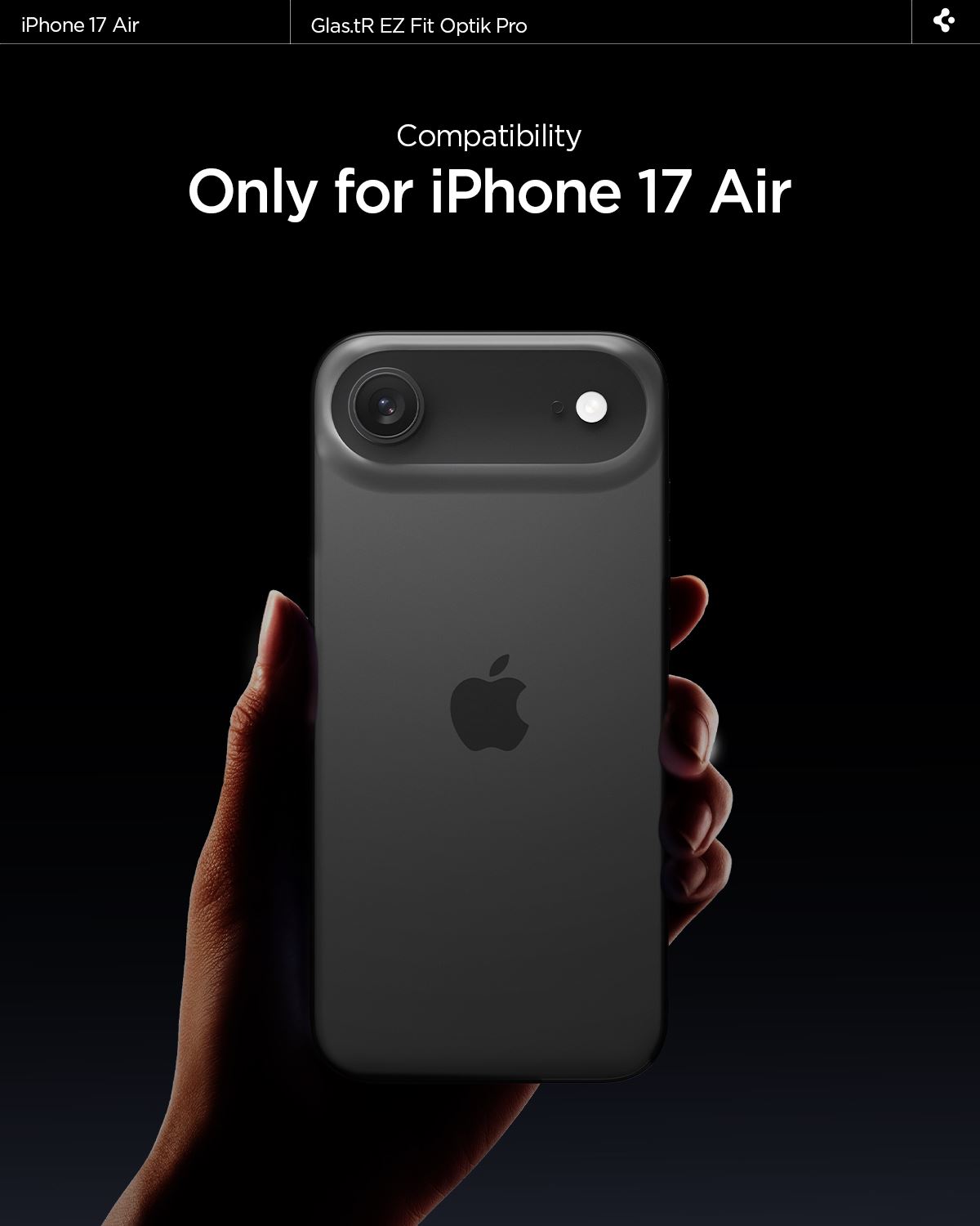 Spigen Glass tR EZ Fit Optik Pro 2 Pack, black - iPhone Air (7)