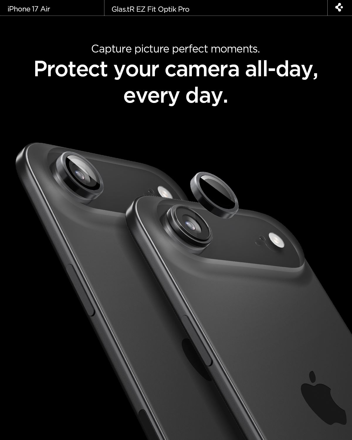 Spigen Glass tR EZ Fit Optik Pro 2 Pack, black - iPhone Air (8)