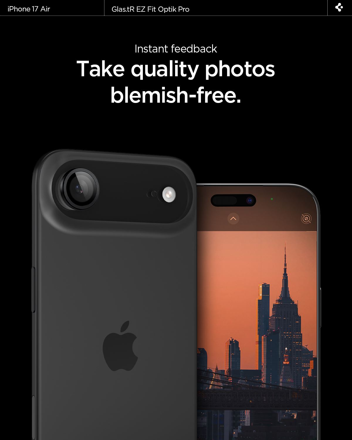 Spigen Glass tR EZ Fit Optik Pro 2 Pack, black - iPhone Air (9)