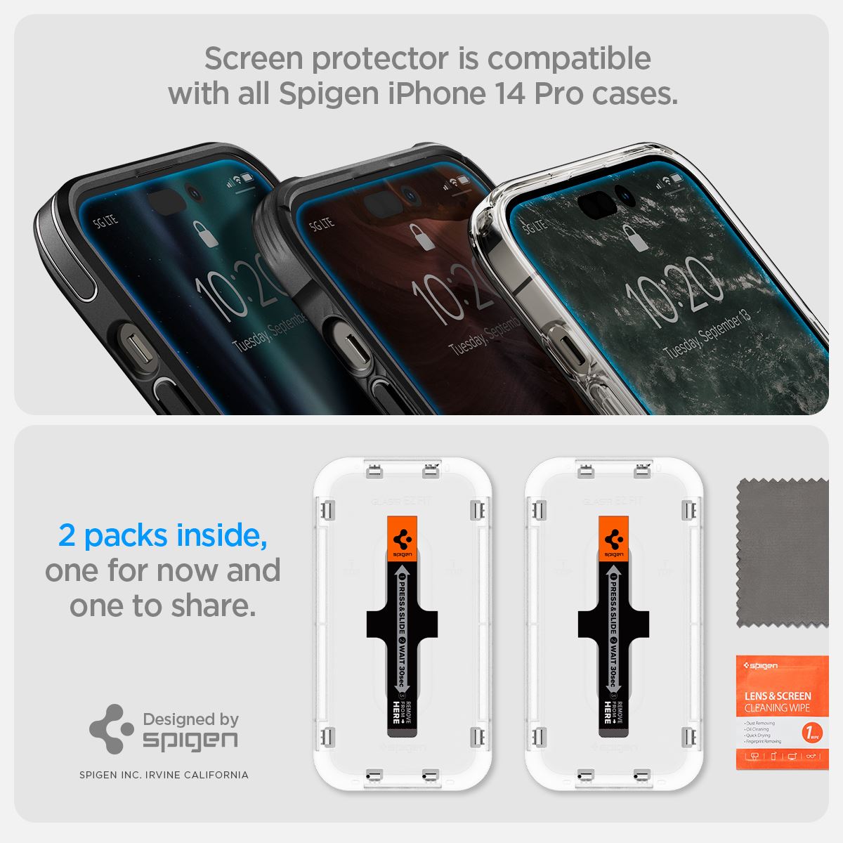 Spigen Glass tR EZ Fit 2 Pack, Transparency Sensor Protection - iPhone 14 Pro Max (12)