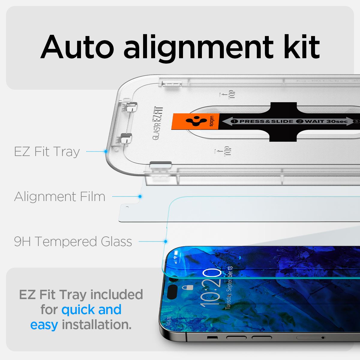 Spigen Glass tR EZ Fit 2 Pack, Transparency Sensor Protection - iPhone 14 Pro Max (8)
