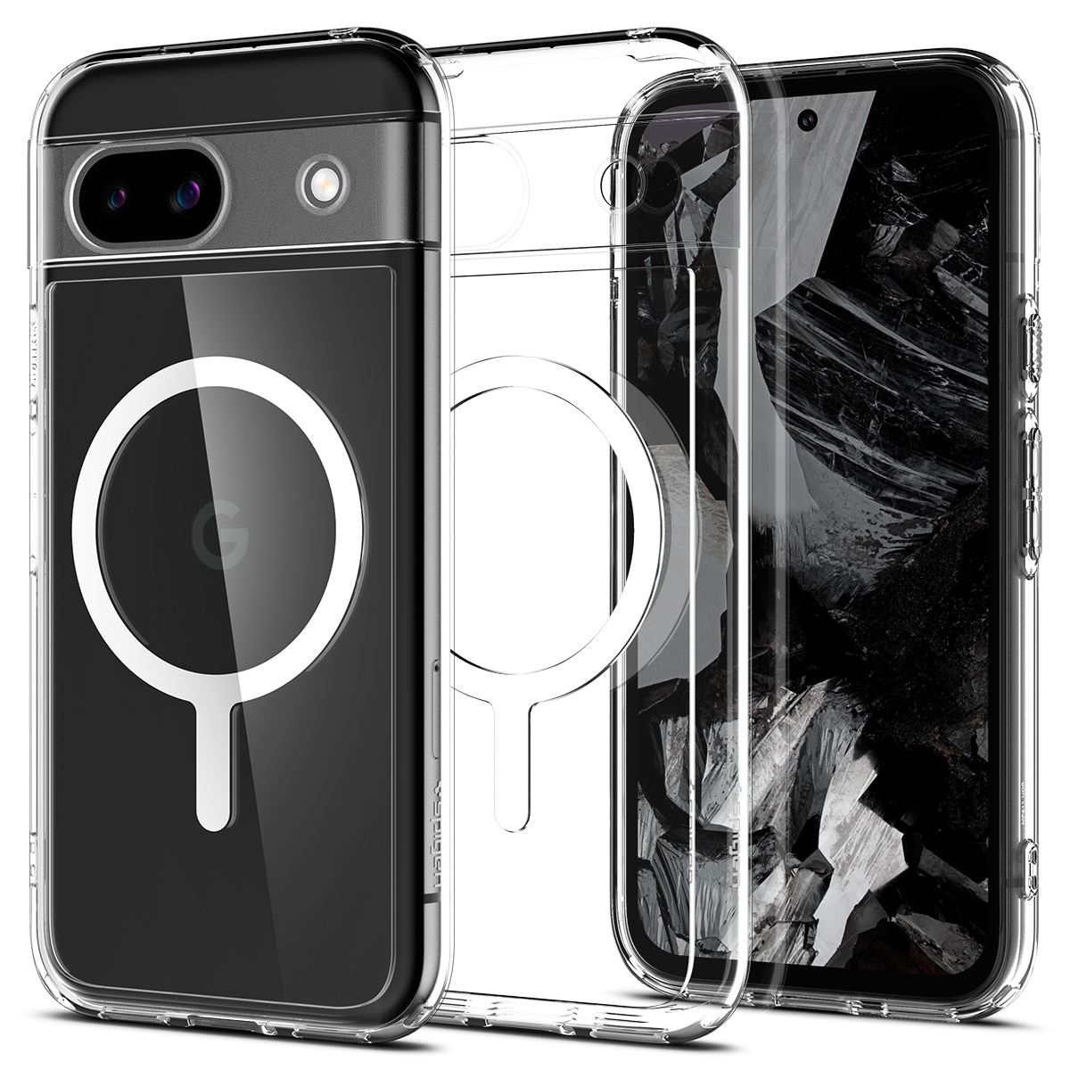 Spigen Ultra Hybrid OneTap Metal Ring MagSafe,  white - Google Pixel 8a