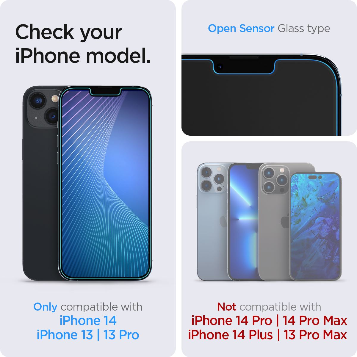 Spigen Glass tR EZ Fit HD 1 Pack open sensor - iPhone 16e/14/13/13 Pro (3)
