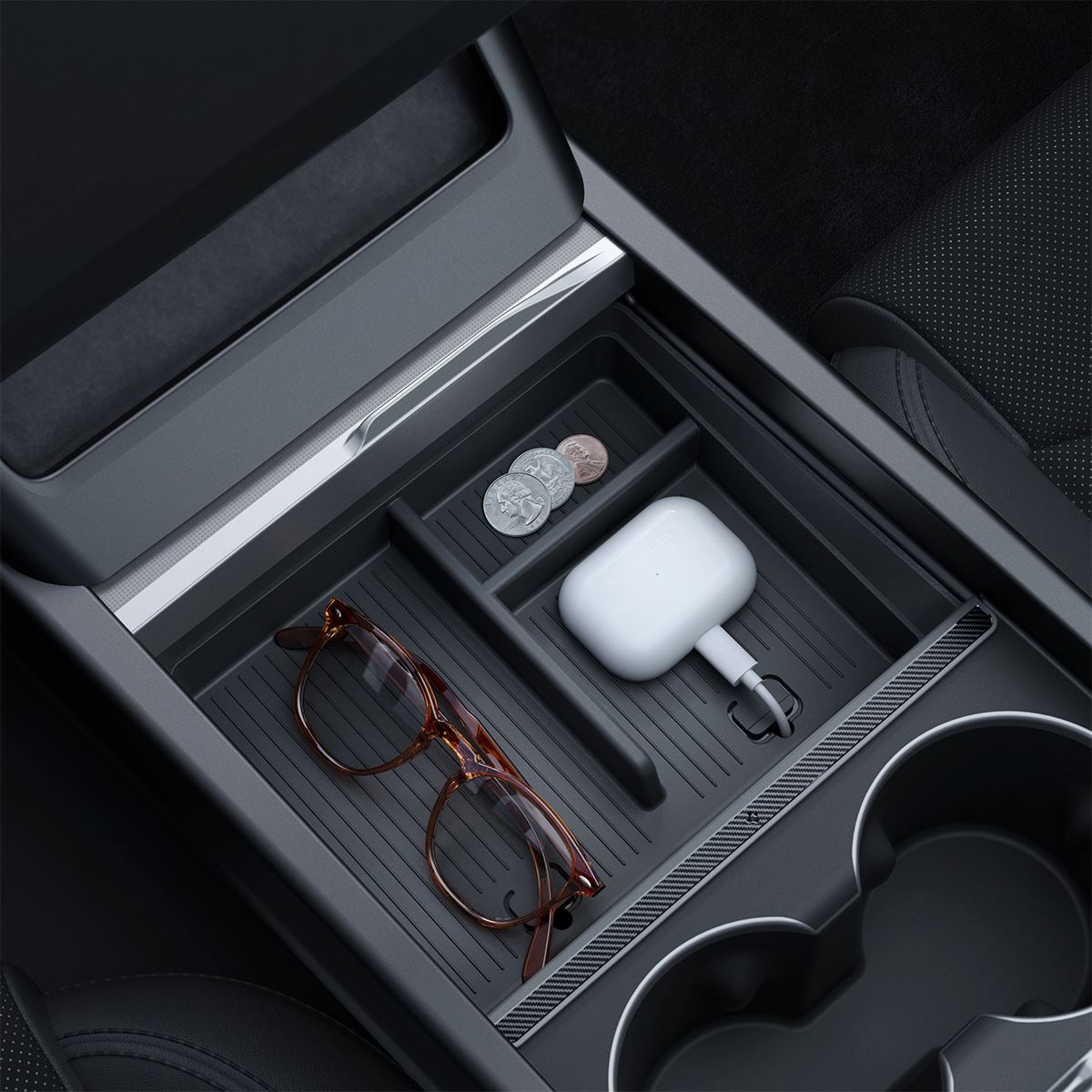 Spigen Tesla Console Organizer (Bottom), black - Tesla Model 3 2024 (13)