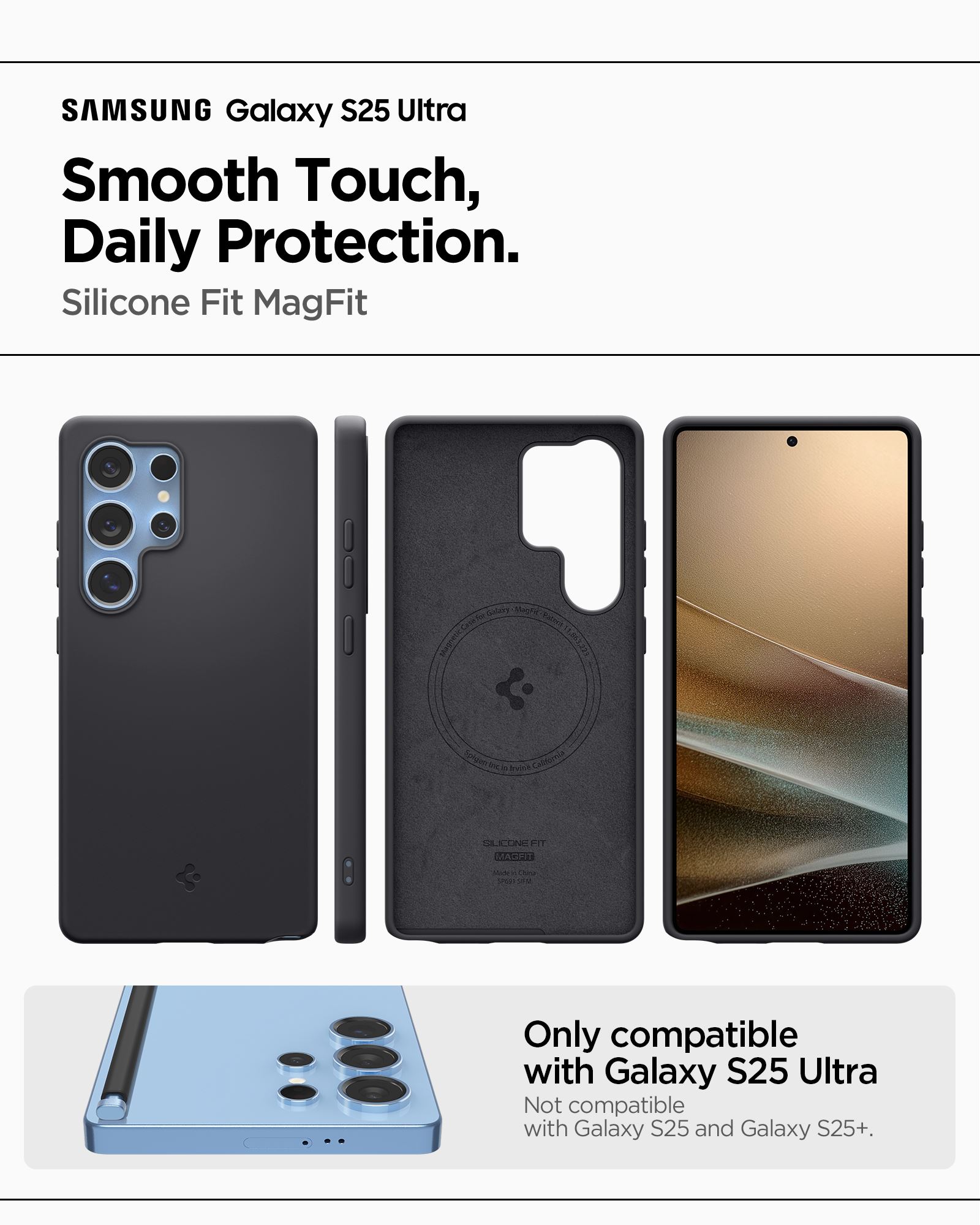Spigen Silicone Fit MagSafe, black - Samsung Galaxy S25 Ultra (16)