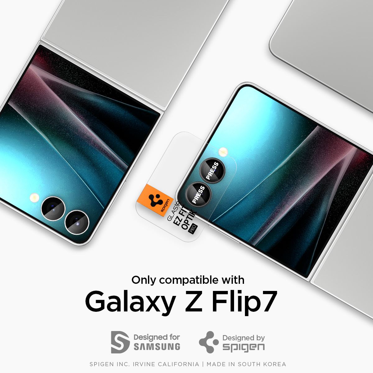 Spigen Glass tR EZ Fit Optik Pro HD 2 Pack, black - Samsung Galaxy Z Flip7 (7)