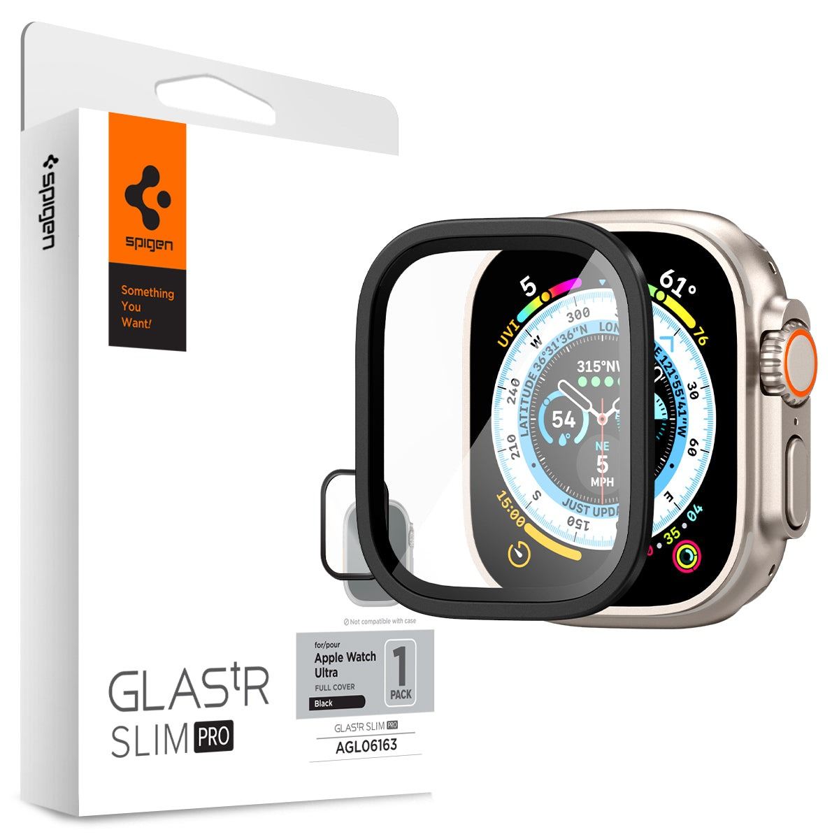 Spigen Glass tR Slim Pro 1 Pack, black - Apple Watch Ultra 2/Ultra 49mm (1)